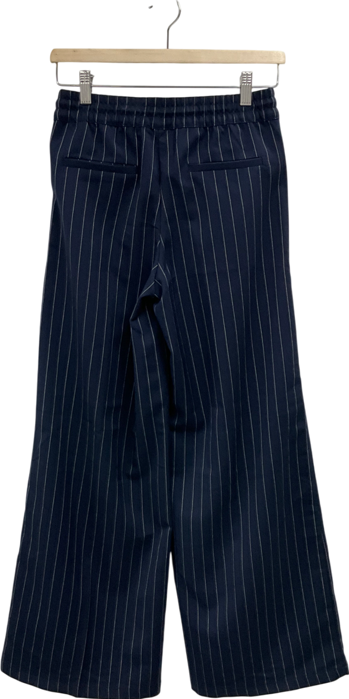 H&M Blue Pull On Wide Leg Pinstripe Trousers UK XXS