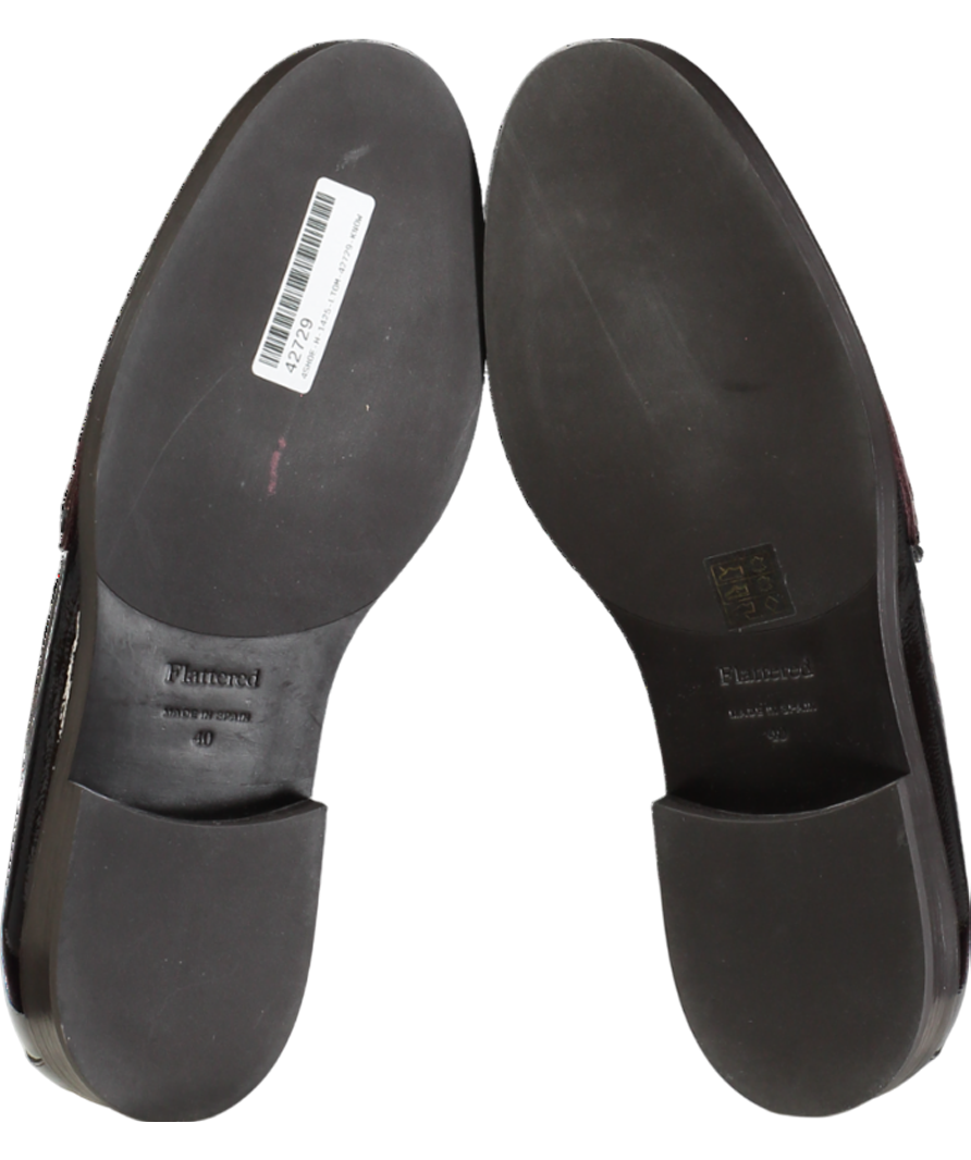 Flattered Brown Sara Leather Patent Burgundy Loafers UK 7 EU 40 👠