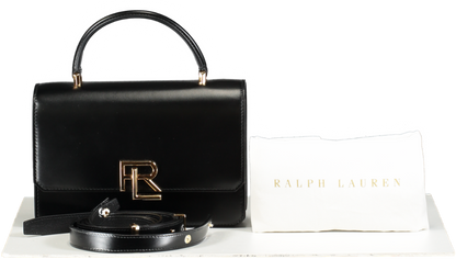 Ralph Lauren Black RL 888 Box Calfskin Top Handle Bag with shoulder strap