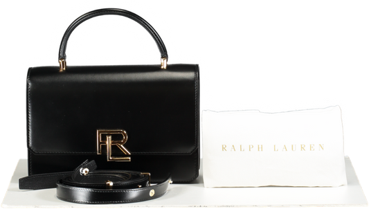 Ralph Lauren Black RL 888 Box Calfskin Top Handle Bag with shoulder strap