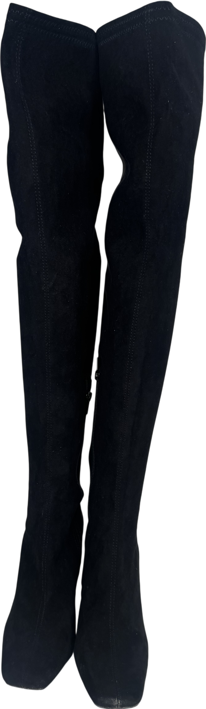 River Island Black Thigh High Stretch Heeled Boots UK 3 EU 36 👠