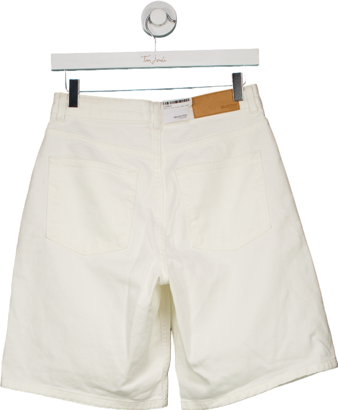 Selected Femme White MW White Bermuda Shorts UK 10