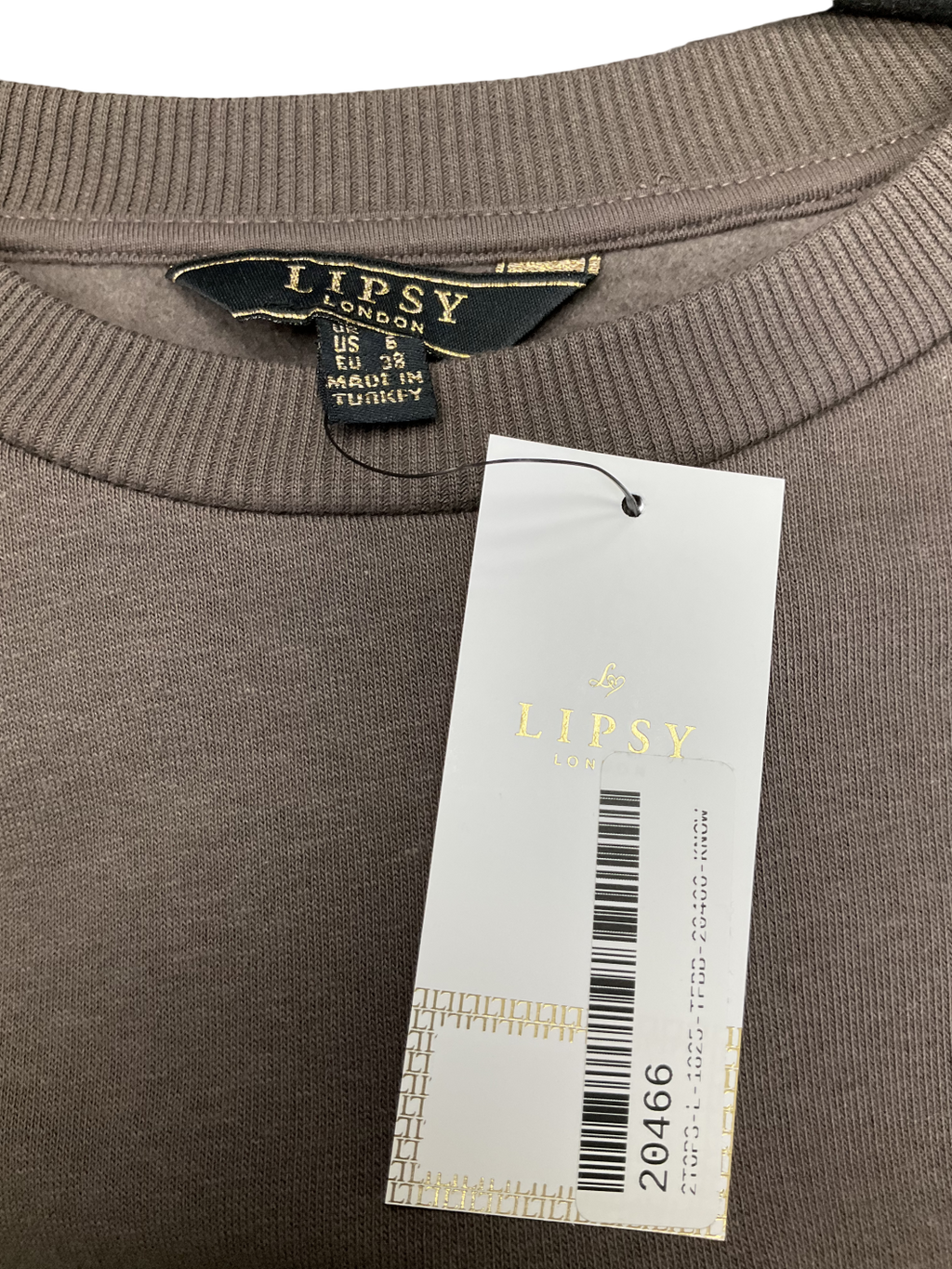 lipsy london Brown Embroidered Round Neck Sweatshirt UK 10