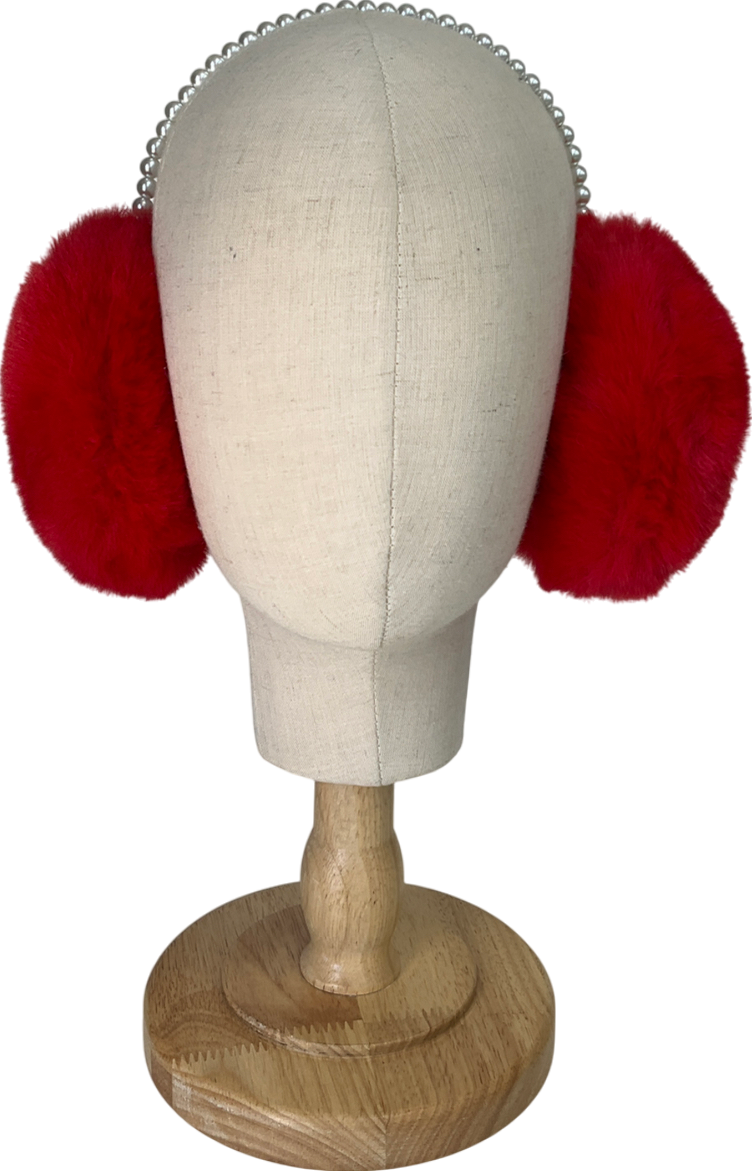 Red Earmuffs With Pearls One Size