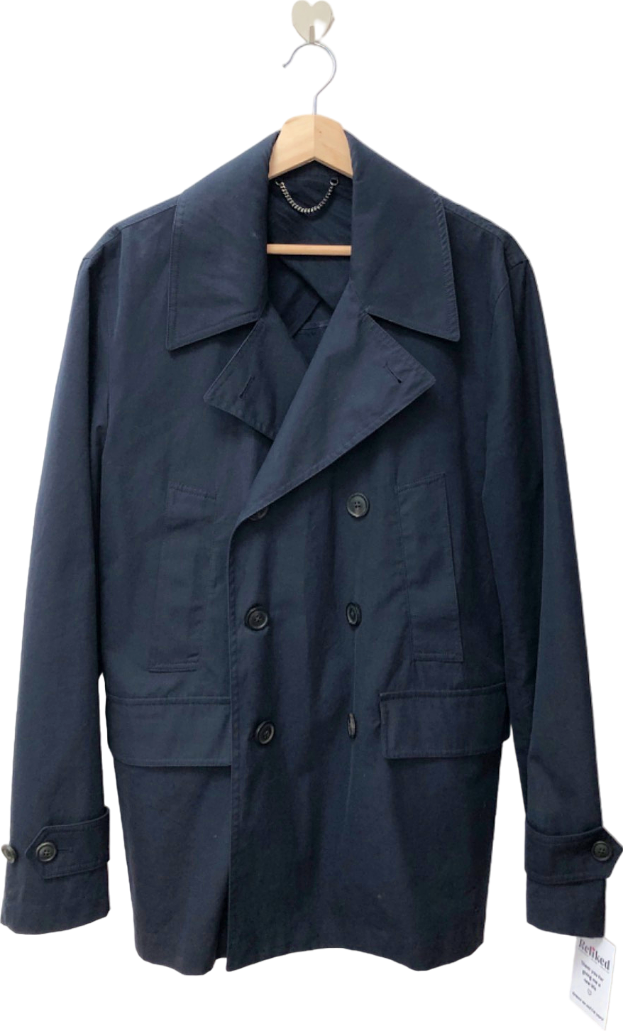 Gieves & Hawkes Navy Double-Breasted Peacoat UK S