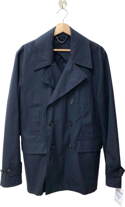 Gieves & Hawkes Navy Double-Breasted Peacoat UK S