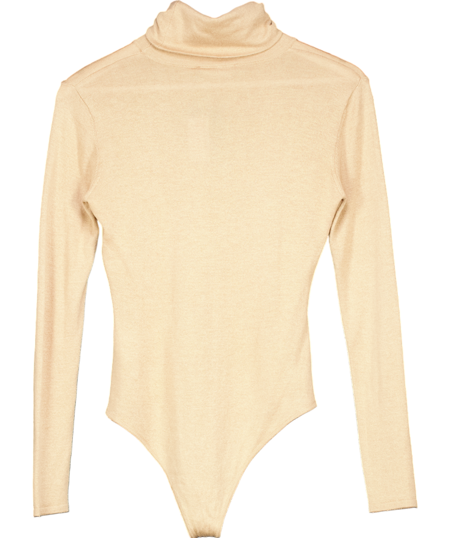 Novo Beige Silk Cashmere Bodysuit UK 6