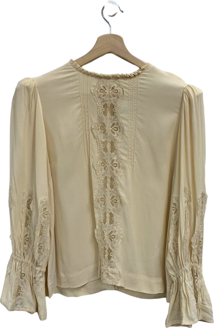 By TiMo Cream Long Sleeve Lace Detail Blouse UK L