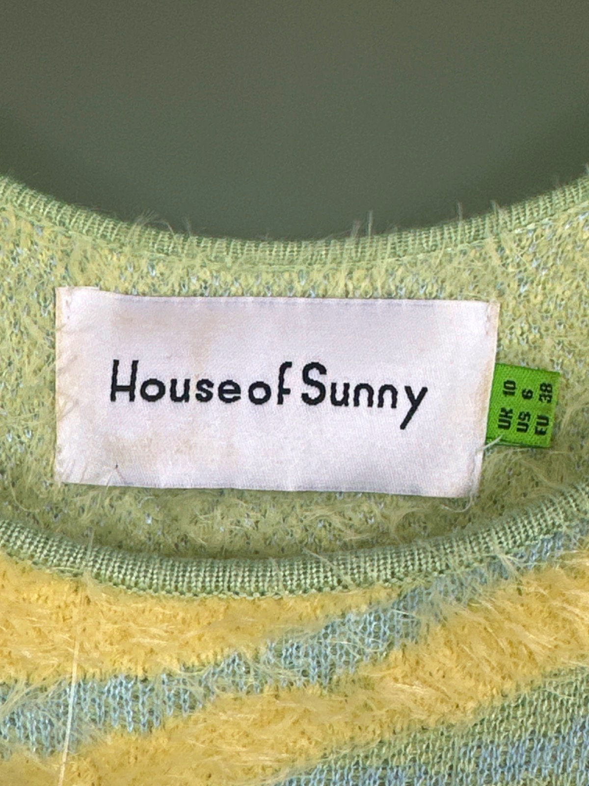 House of Sunny Green/Yellow Swirl Knit Dress UK 10