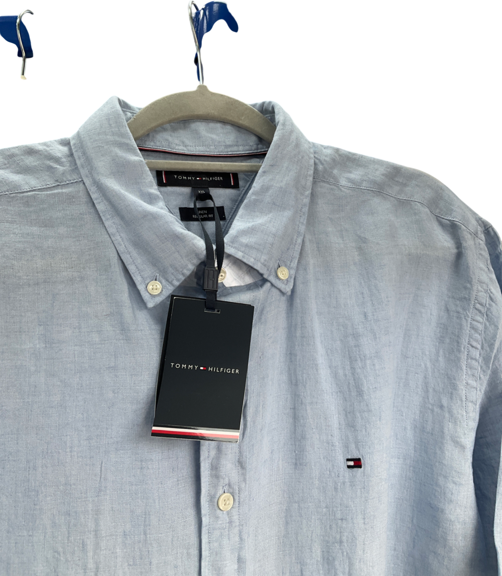 Tommy Hilfiger Blue Washed Pure Linen Shirt UK XXL