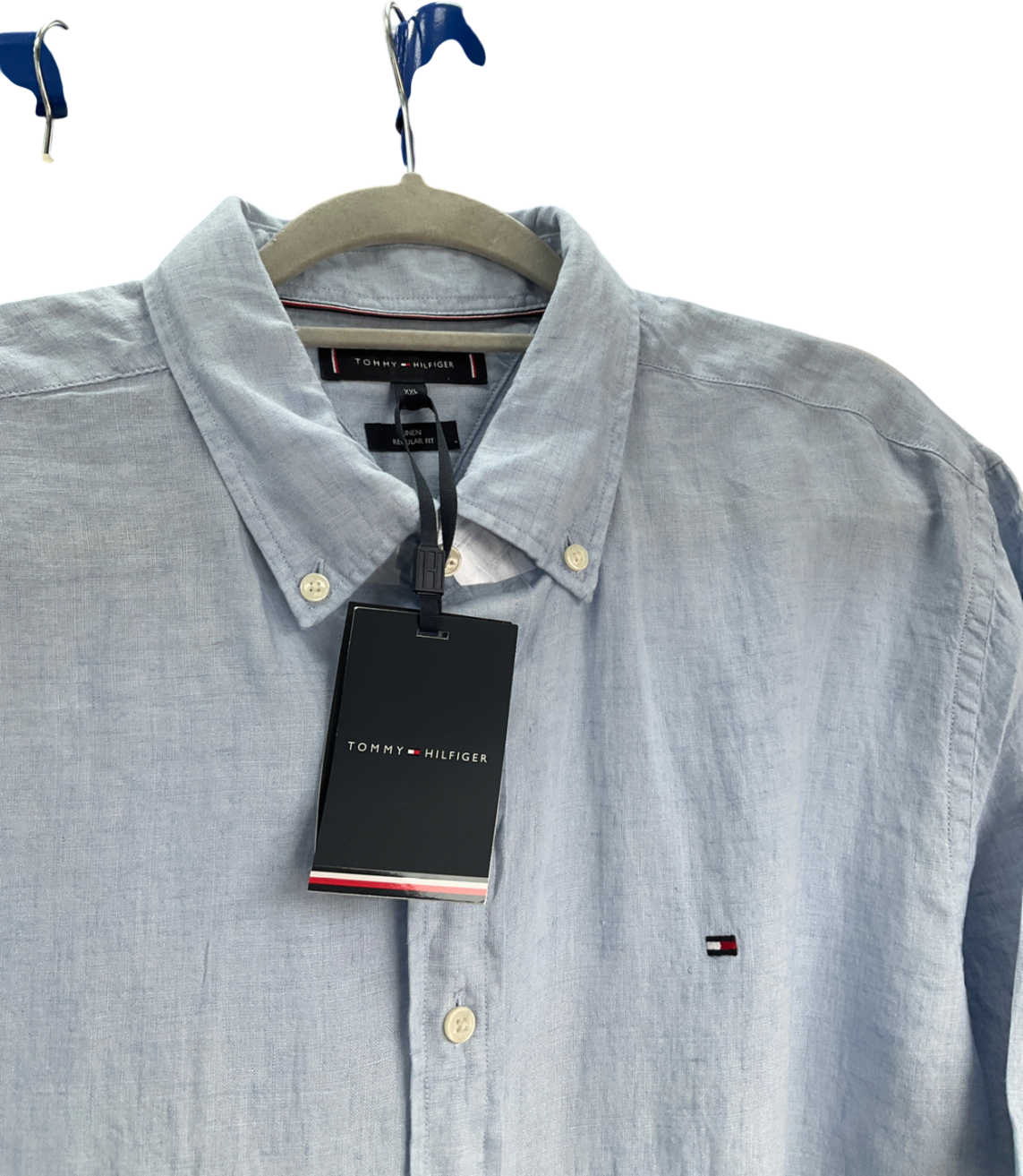 Tommy Hilfiger Blue Washed Pure Linen Shirt UK XXL
