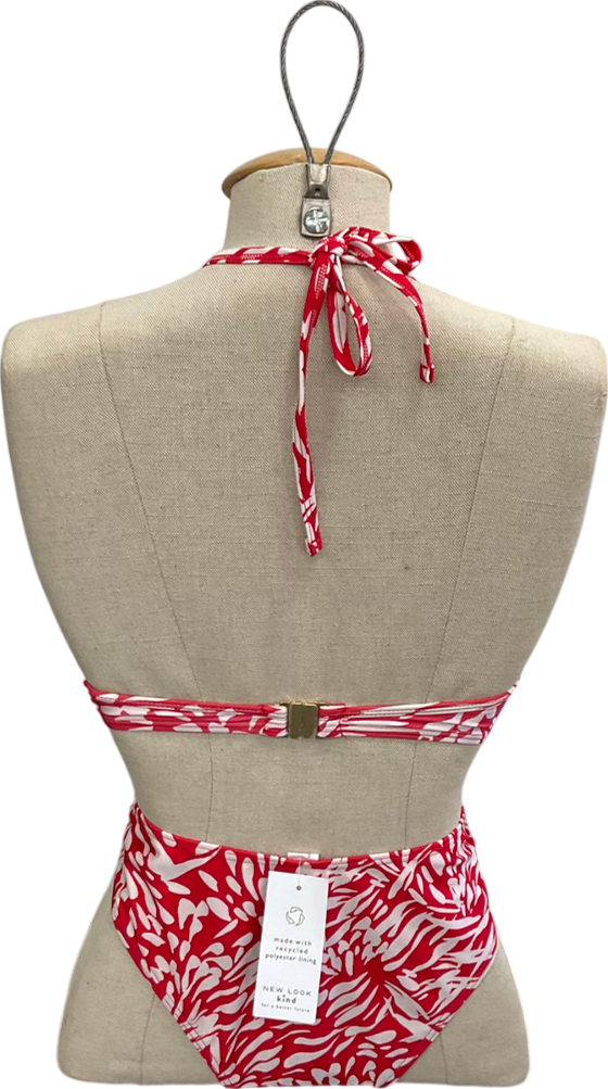 New Look Red Ally Wrap Front Scoop Bikini Top And Bottoms UK 10