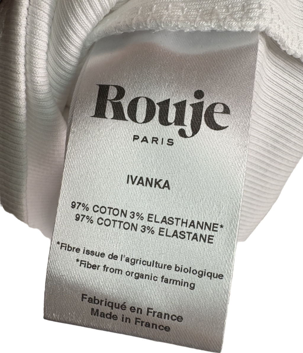 Rouje White Ivanka Long Sleeve Cotton Top UK 10