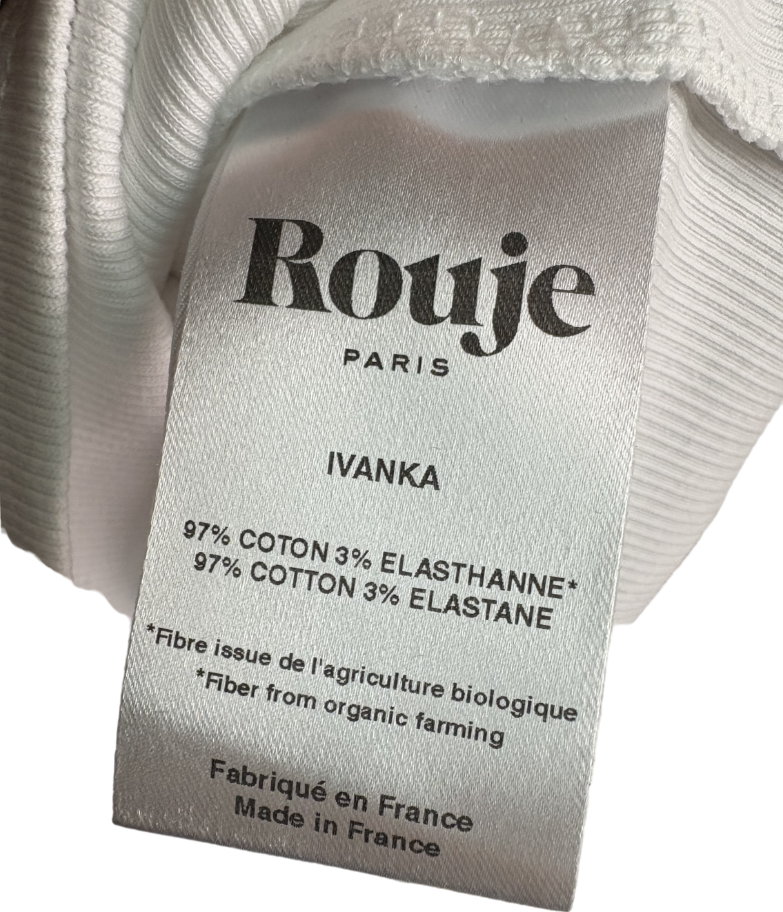 Rouje White Ivanka Long Sleeve Cotton Top UK 10