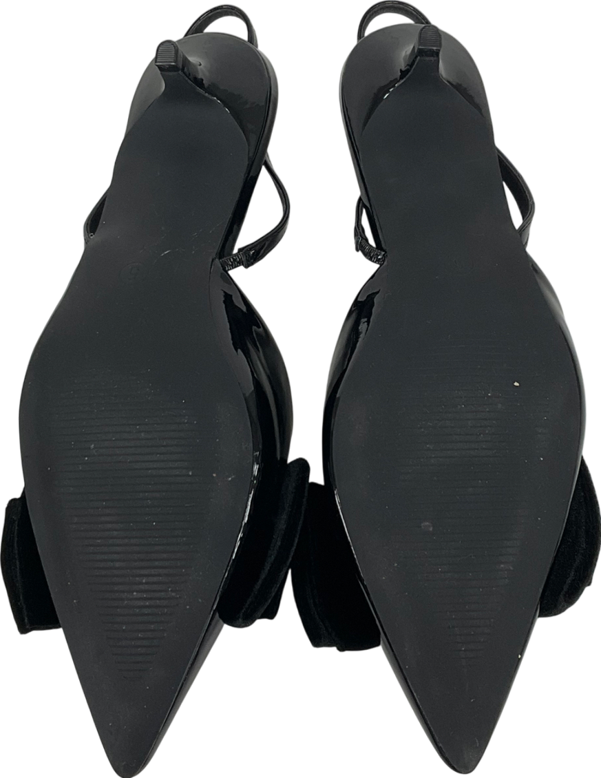 TU Black Patent Bow Slingback Kitten Heels UK 5 EU 38 👠