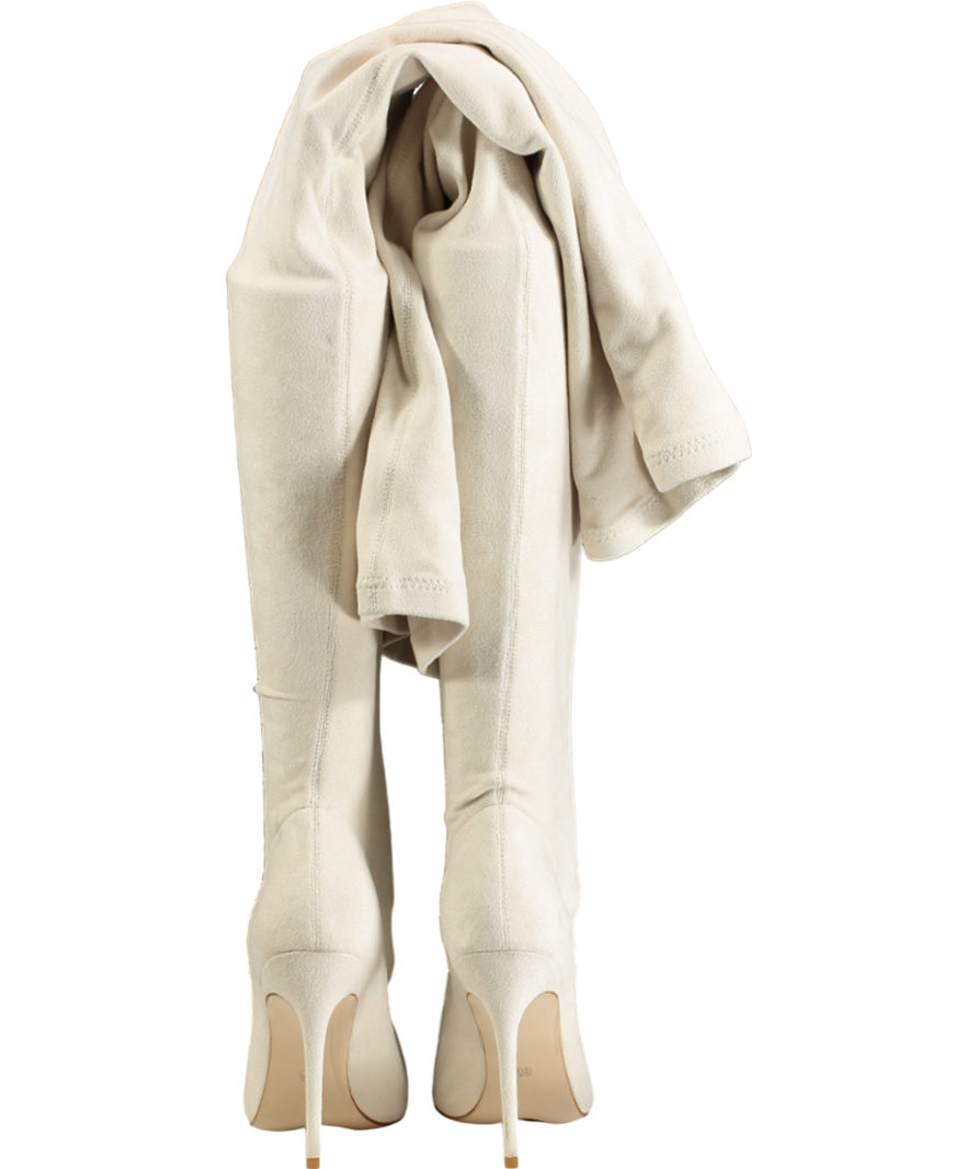 Mistress Rocks Cream Storm Off White Suede Thigh High Boots UK 6 EU 39 👠