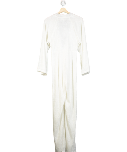 PRETTY LAVISH White Macie Tie Knot Sequin Jumpsuit UK 8