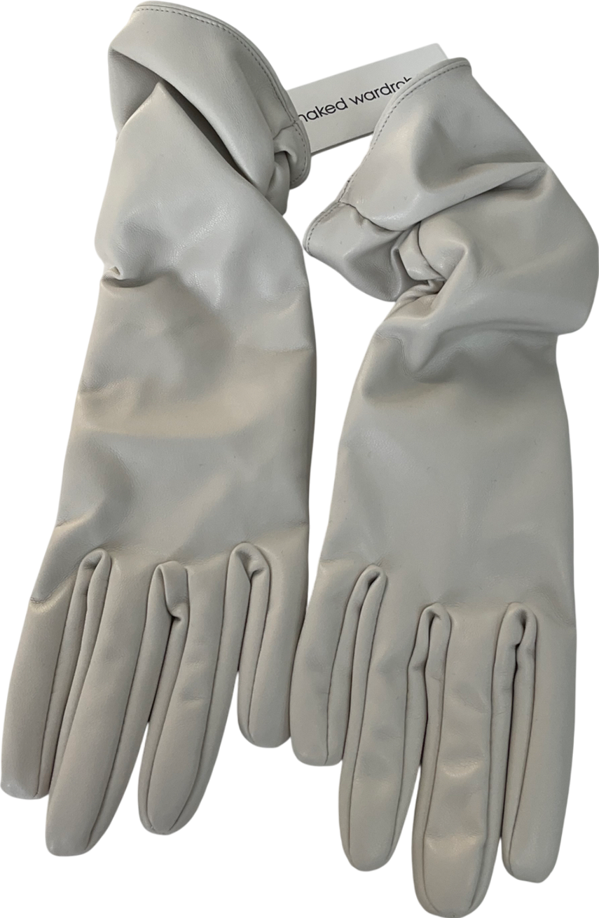 Naked Wardrobe Cream Vegan Leather Long Gloves One Size