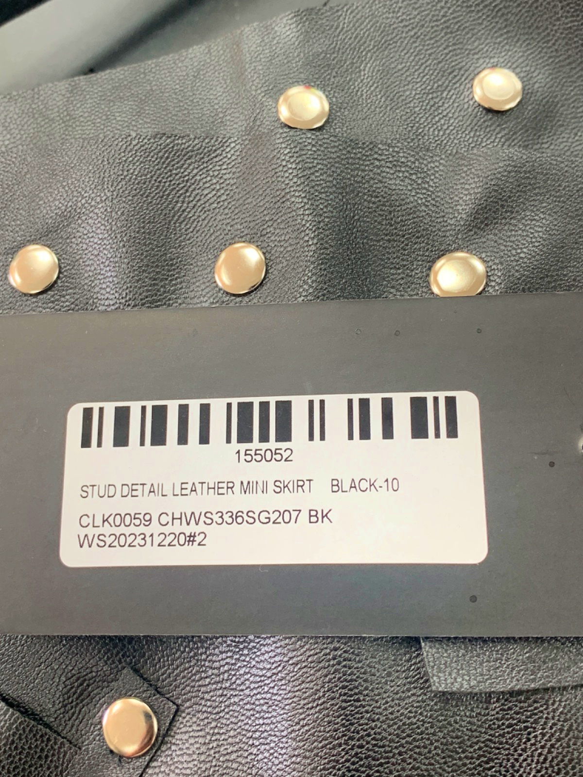 Ego Black Stud Detail Leather Mini Skirt UK 10