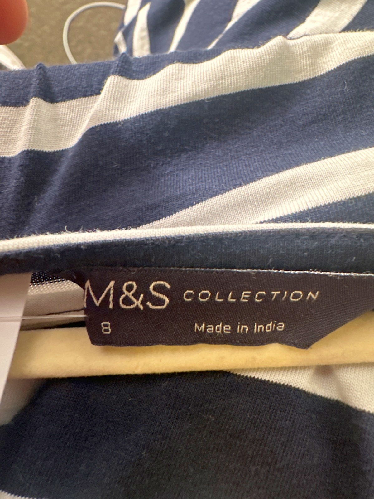 M&S Navy Striped Long Sleeve Top UK 8