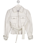 Lovers and Friends White Contrast Stitch Puff Sleeve Belted Jacket UK XS