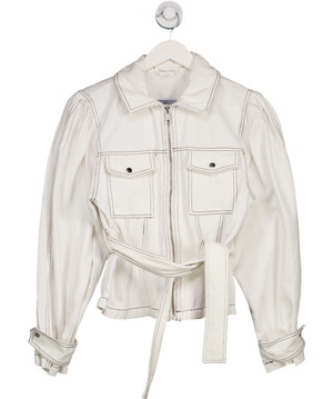 Lovers and Friends White Contrast Stitch Puff Sleeve Belted Jacket UK XS