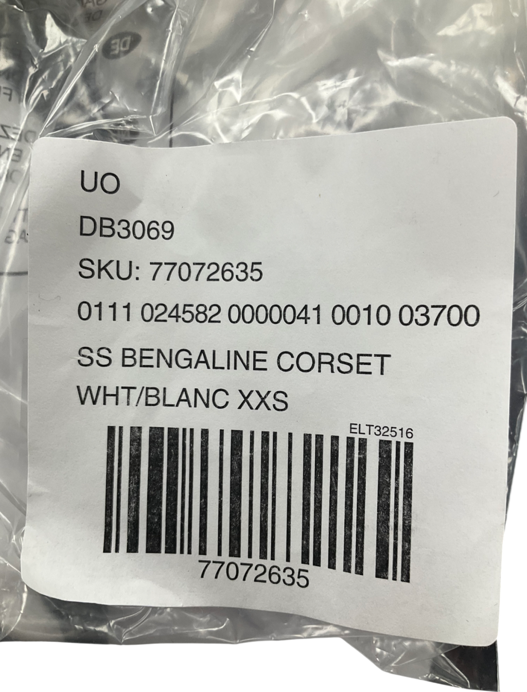 Anthropologie White Short Sleeve Bengaline Corset Top UK XXS