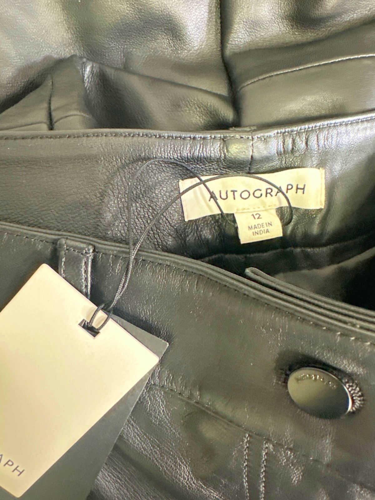 Autograph Black Leather Trousers UK 12