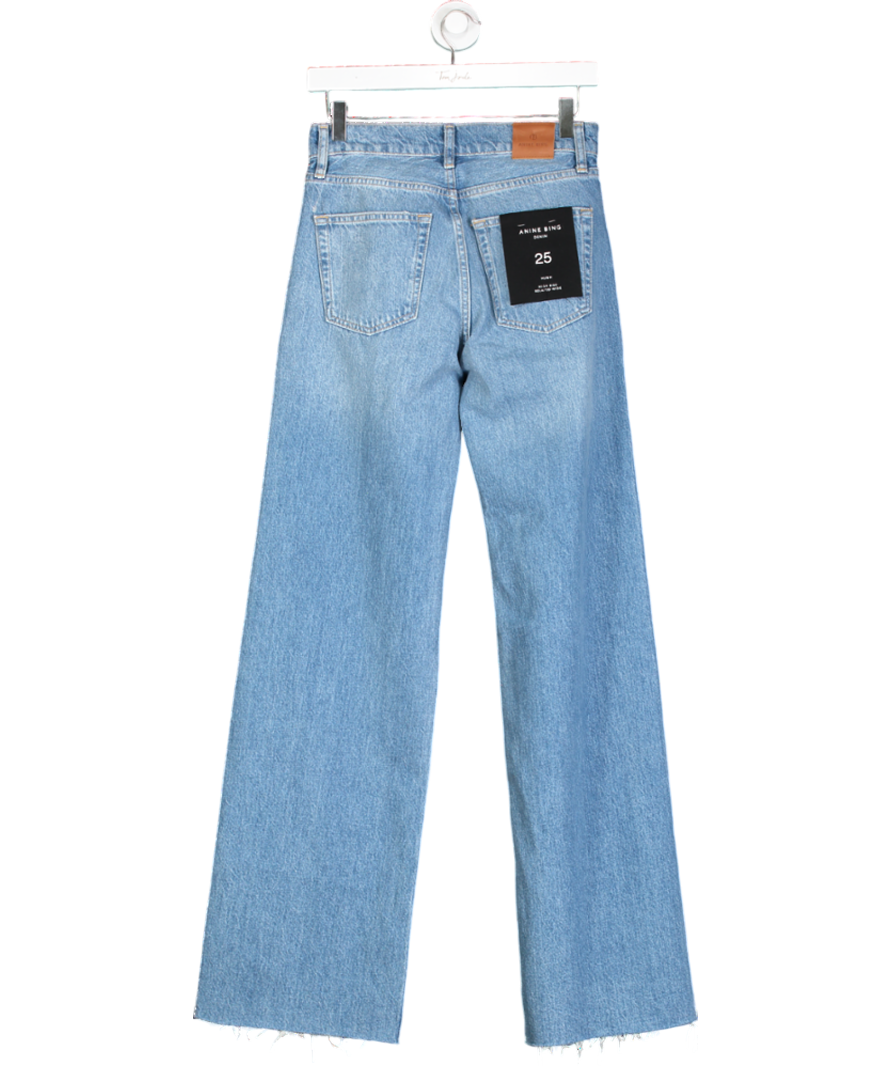 Anine Bing Blue Hugh High Rise Relaxed Wide Leg Jeans W25
