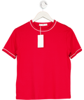 MANGO Red Cotton T-shirt With Contrasting Trim UK XS