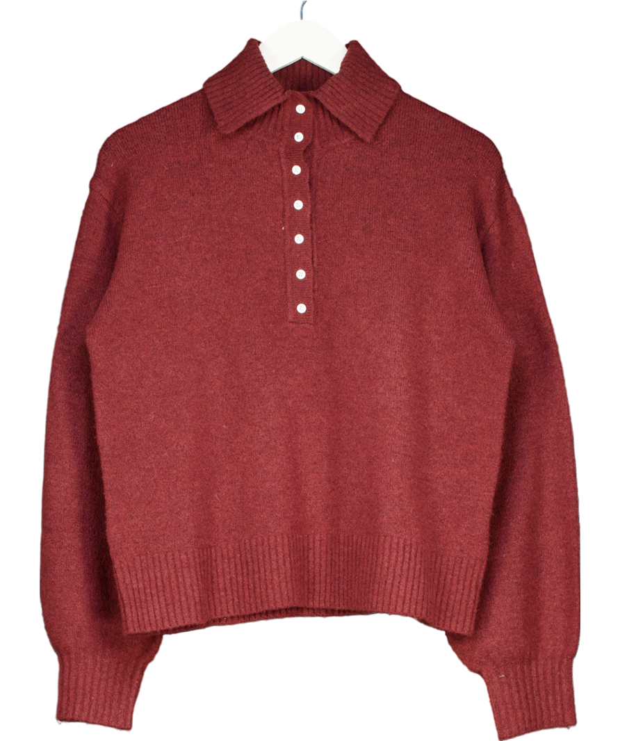 NA-KD Red Knitted Polo Sweater UK M