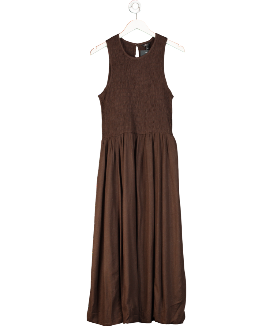 River Island Brown Sleeveless Bubble Hem Racer Midi Dress UK 16