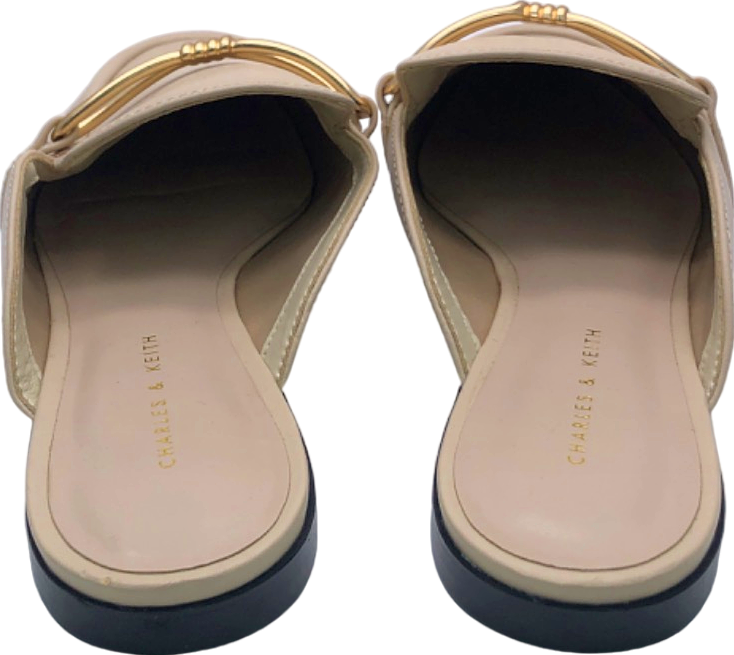 Charles & Keith Beige Buckle Detail Slip-On Loafers UK 4