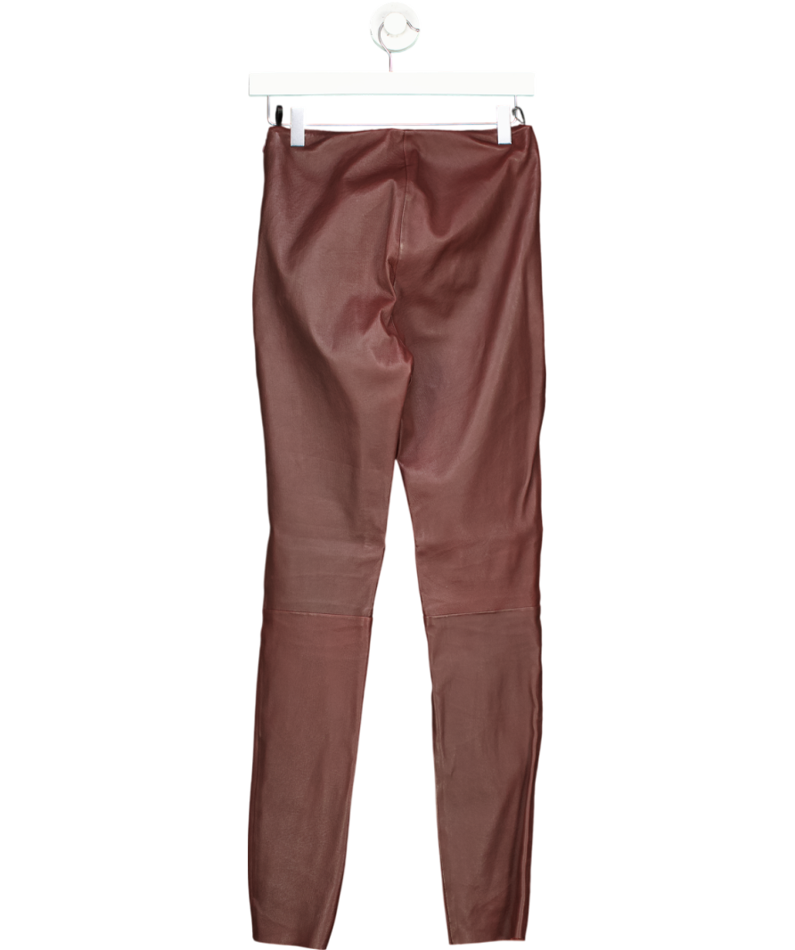 Karen Millen Brown Seam Detail Faux Leather Leggings UK 6