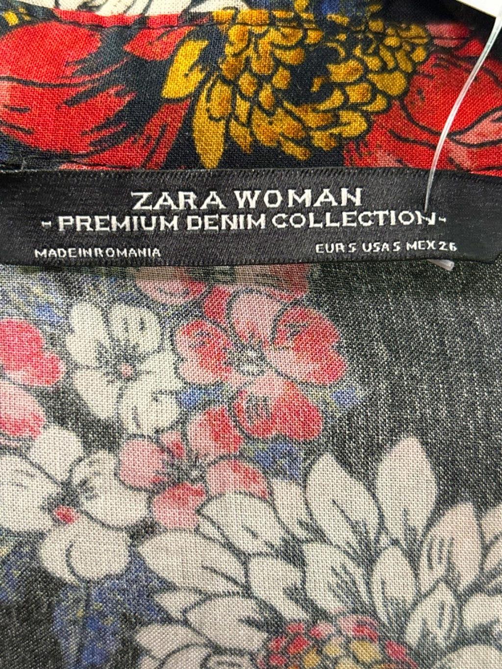 Zara Black Floral Tiered Long Floral Dress UK S