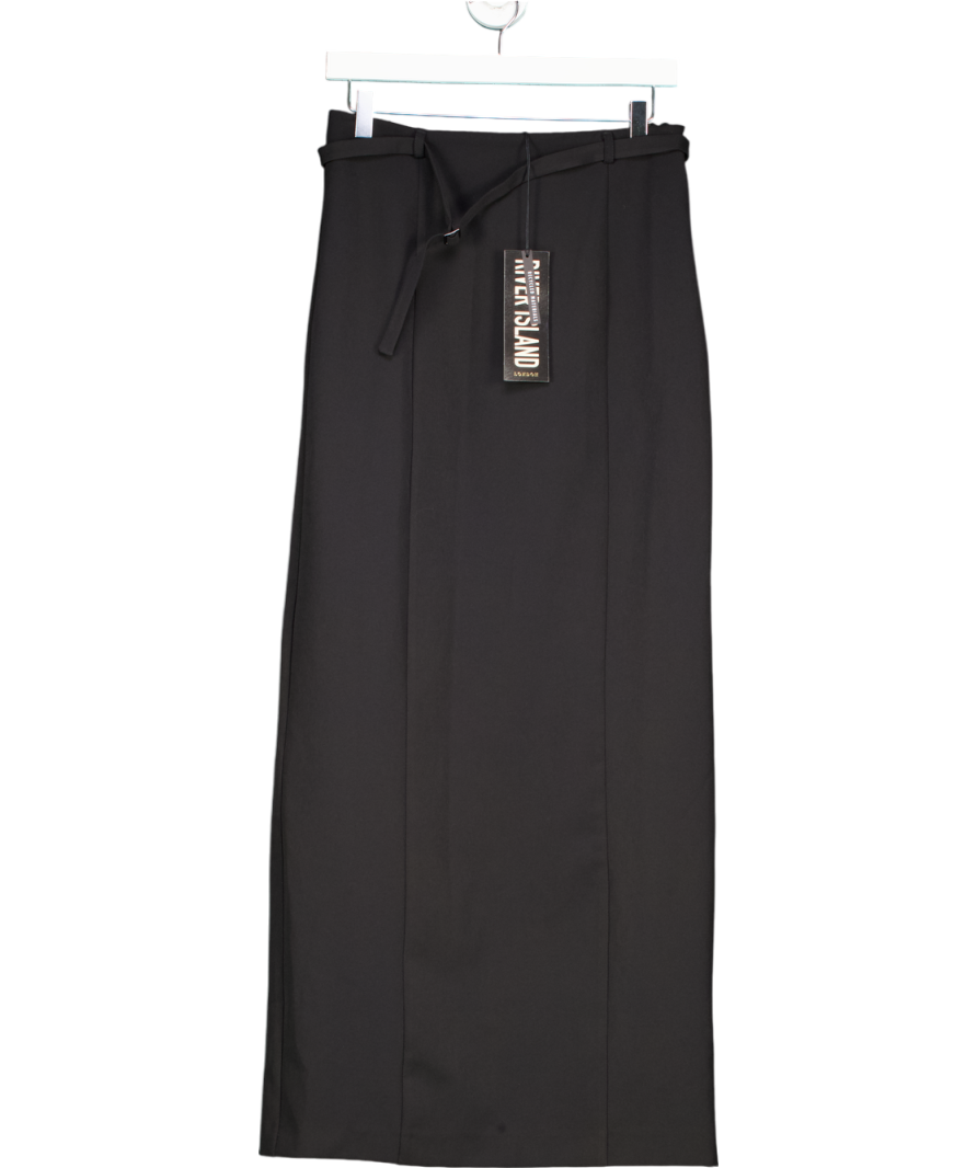 ZARA Black Belted Maxi Skirt UK 8