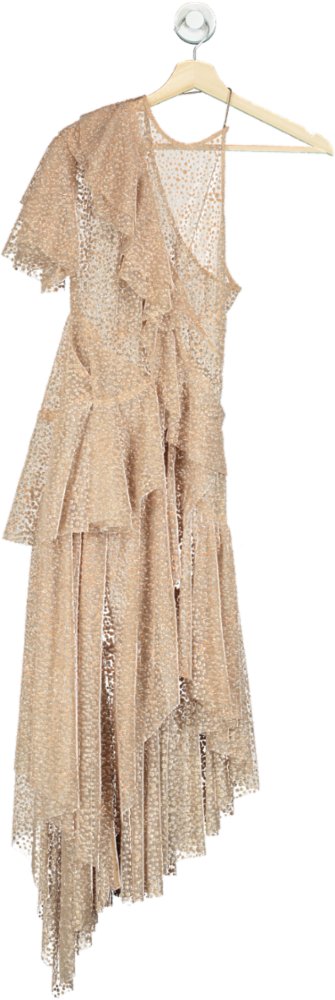 Beige Polka Dot Asymmetrical Dress