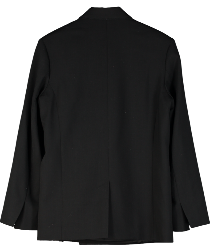 Arket Black Satin-lapel Wool-blend Tie Waist Blazer UK 8