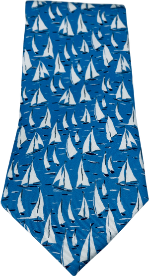 BROOKS BROTHERS Sky Blue Sailing Print Neck Tie One Size
