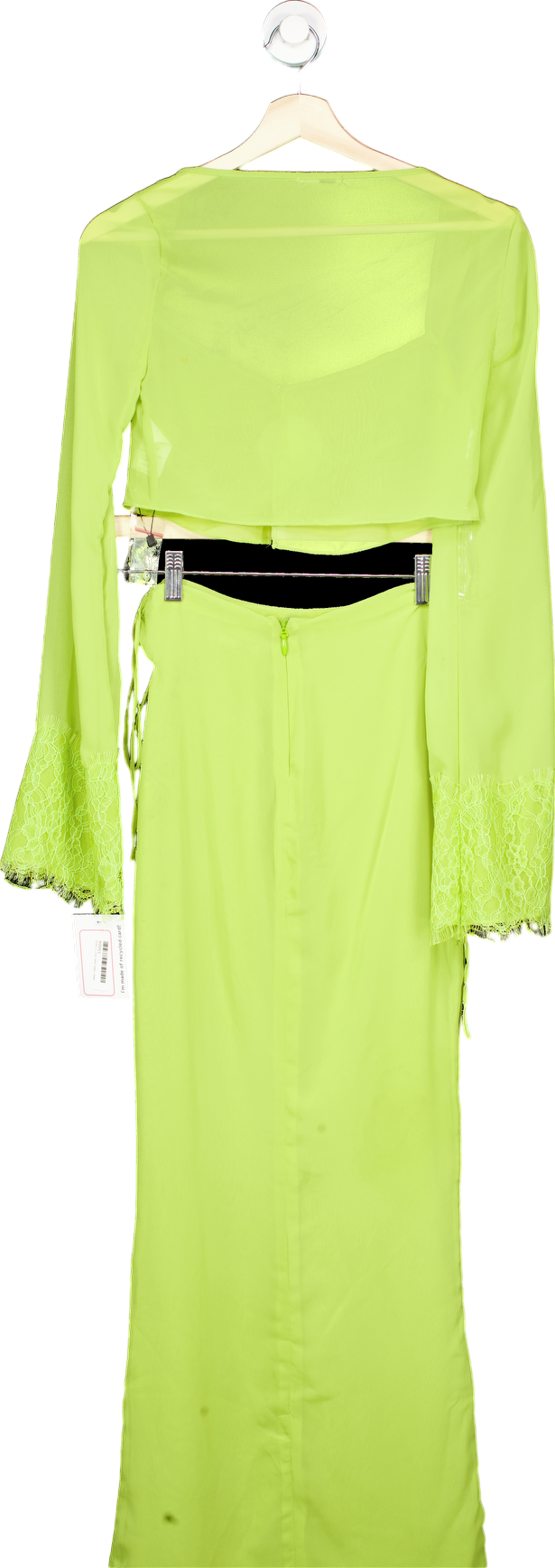 House of CB Lime Green Lace Detail Midi Sheer Dress UK XS