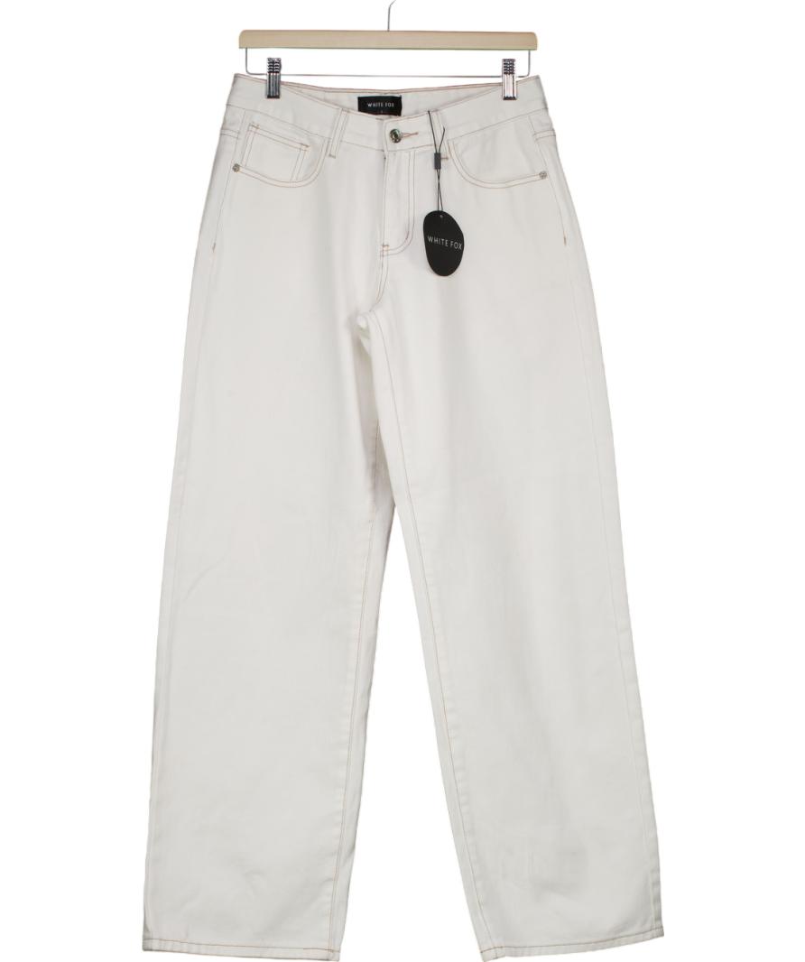 White Fox White Bring The Style Low Rise Wide Leg Jeans UK S