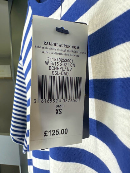 Polo Ralph Lauren Blue Striped Embroidered Polo Pony Logo T-Shirt Dress UK XL