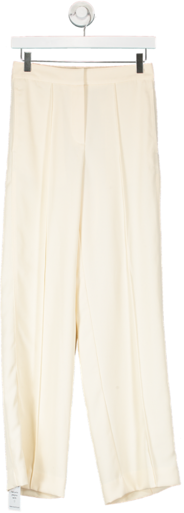 REISS Cream Wide Leg Trousers With Pleat UK 6