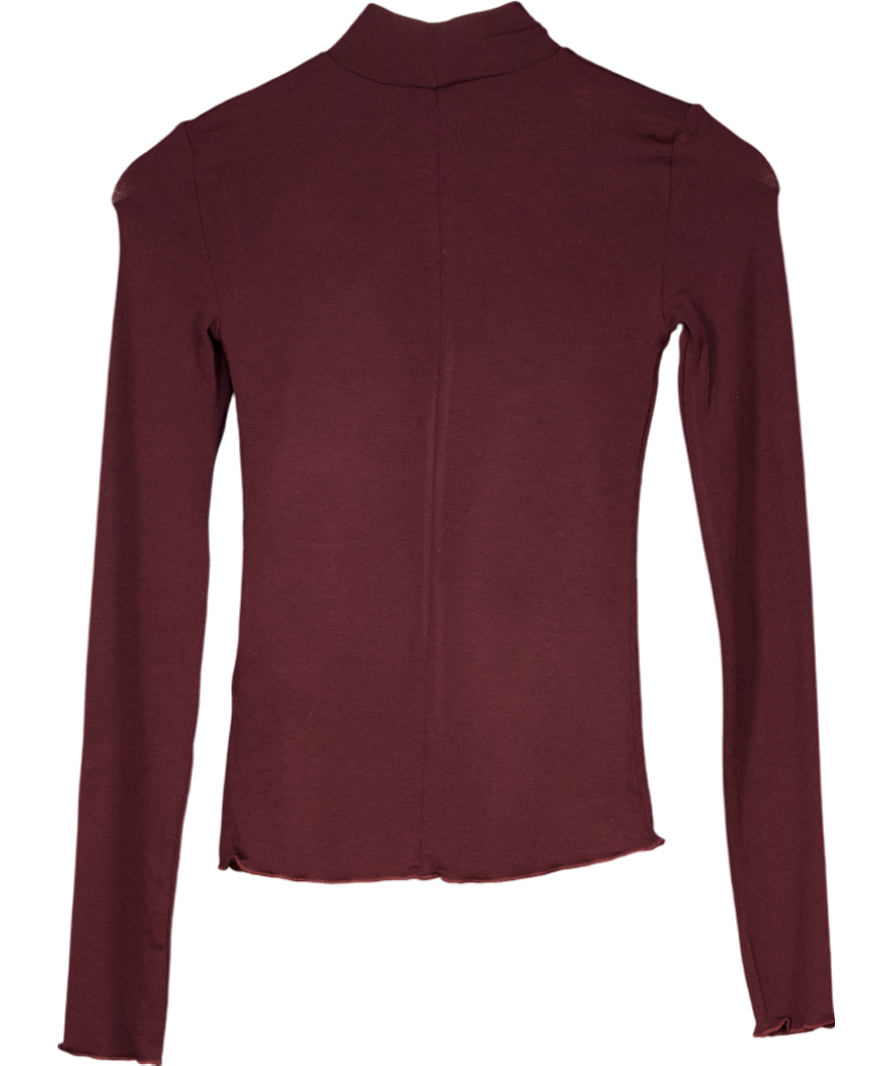 ZARA Purple High Neck Burgundy Long Sleeve UK S