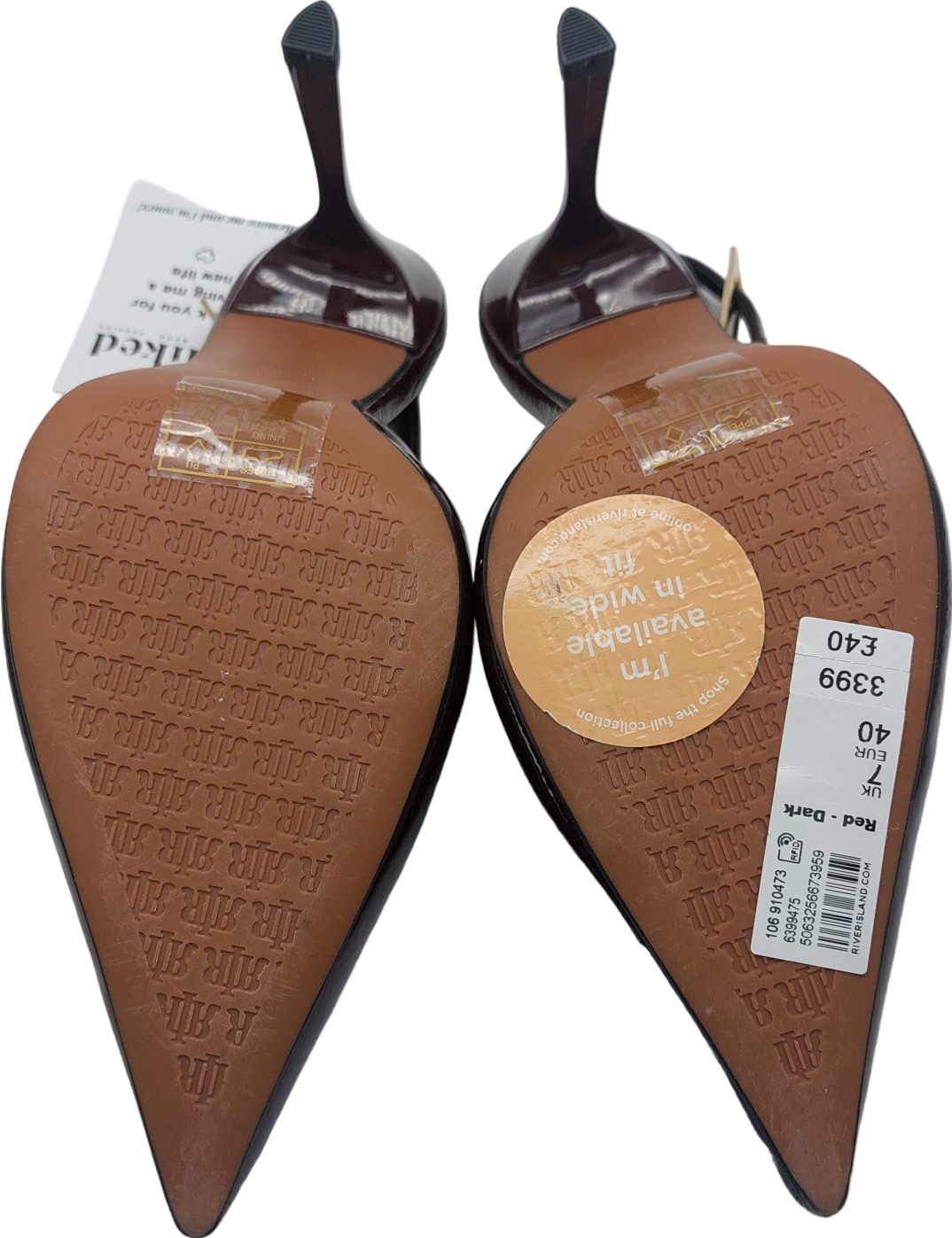 River Island Red Patent Sling Back Stilletoe Pumps UK 7 EU 40 👠