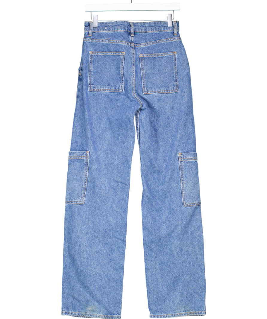 MANGO Blue High Waisted Mum Jeans With Two Side Pockets Eu 34 UK 6