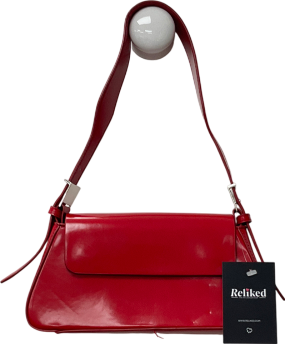 ZARA Red Minimalist Shoulder Bag With Flap One Size