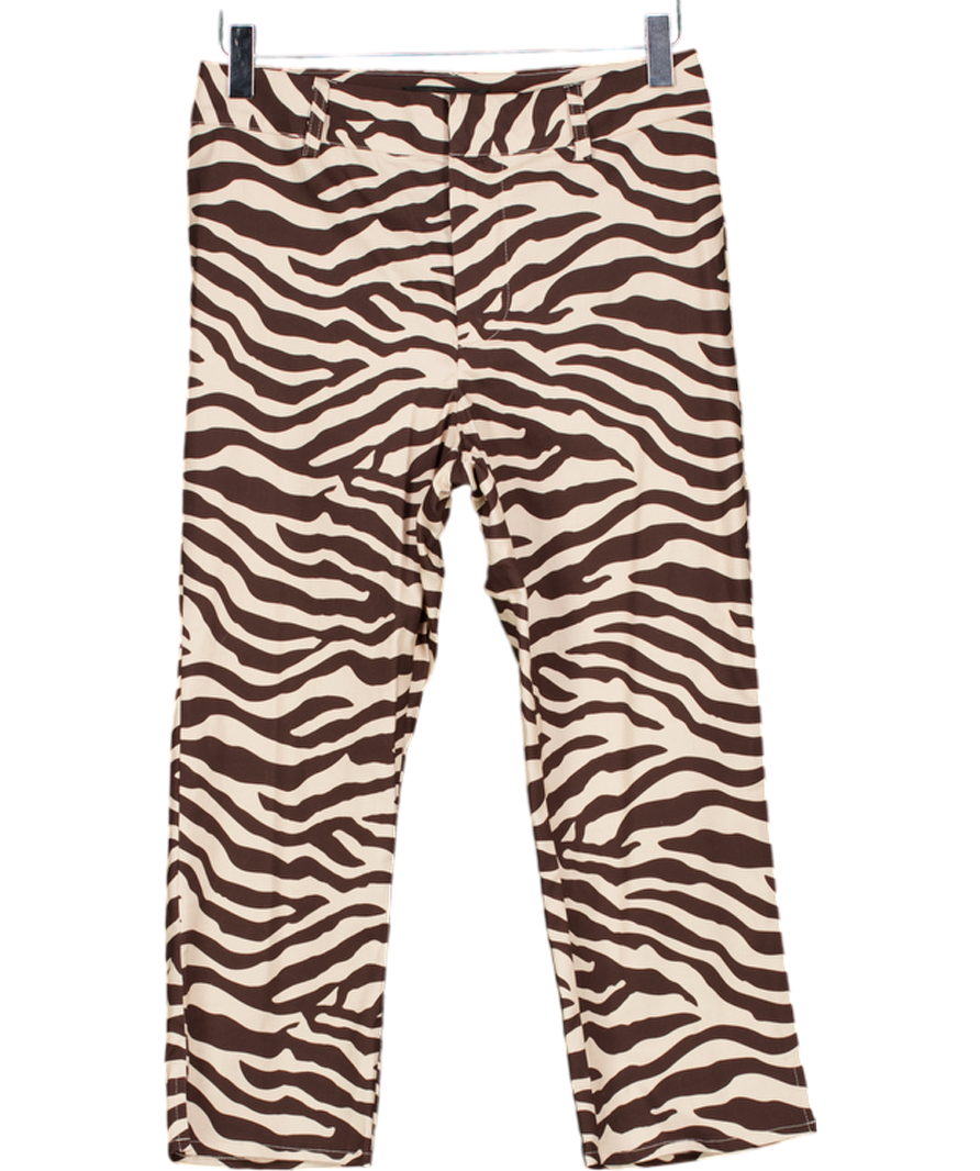 White Fox Brown Day For It Zebra Capri Trousers UK XS