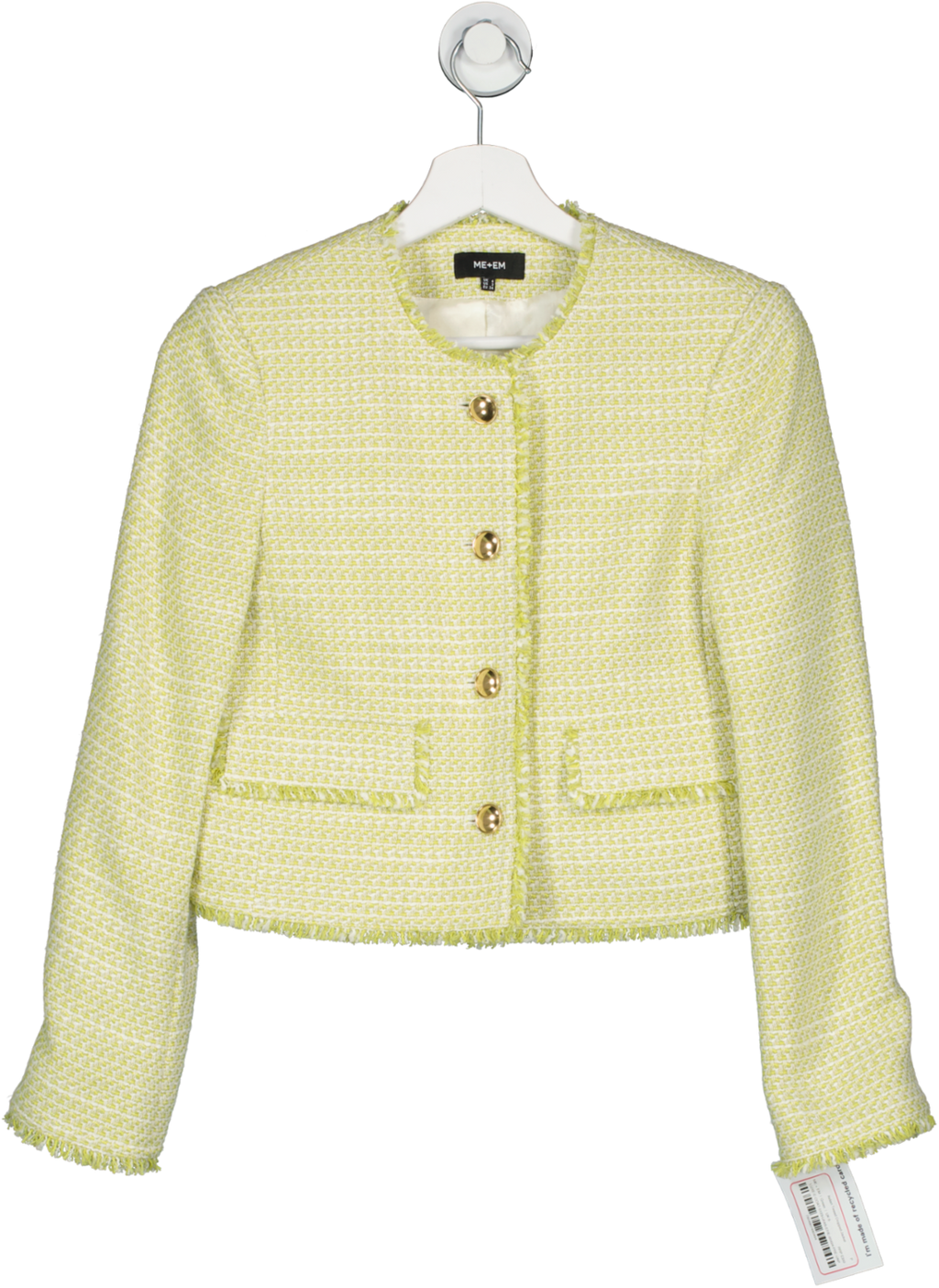 ME + EM Green Italian Tweed Cropped Jacket UK 6
