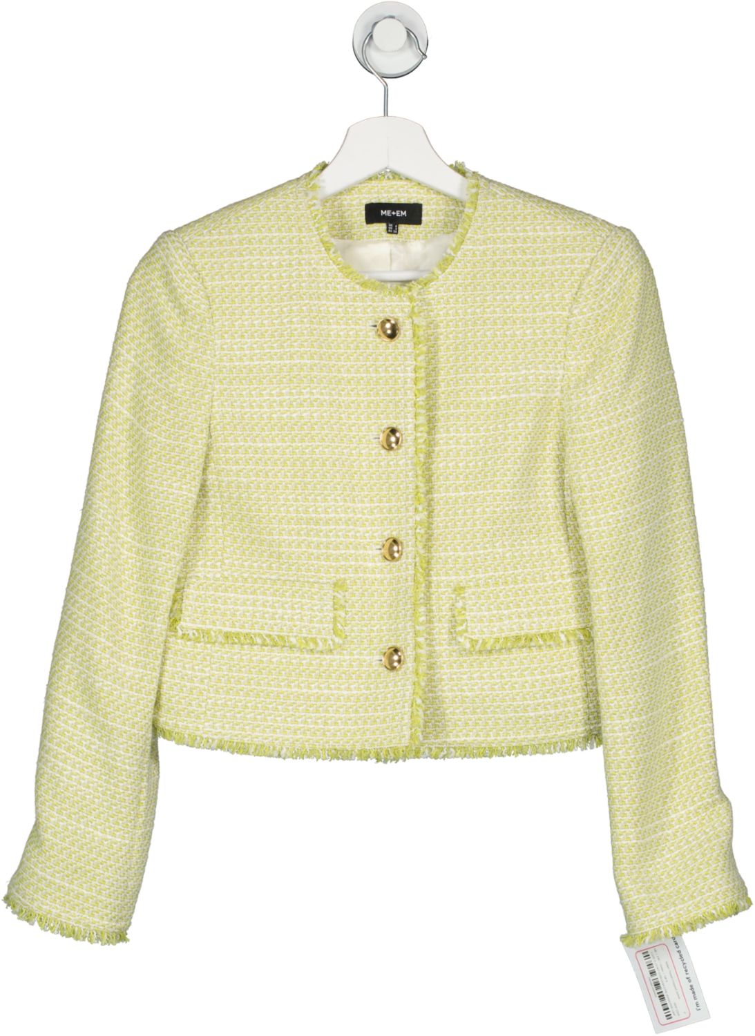 ME + EM Green Italian Tweed Cropped Jacket UK 6